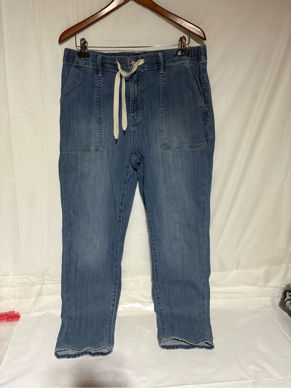 Judy Blue Light Blue Straight Leg Jeans with Drawstring